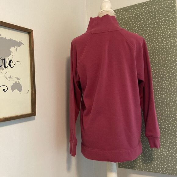 Athleta Dusty Rose Cozy Karma Side Zip Funnel Neck Sweatshirt Size Medium - Picture 6 of 9